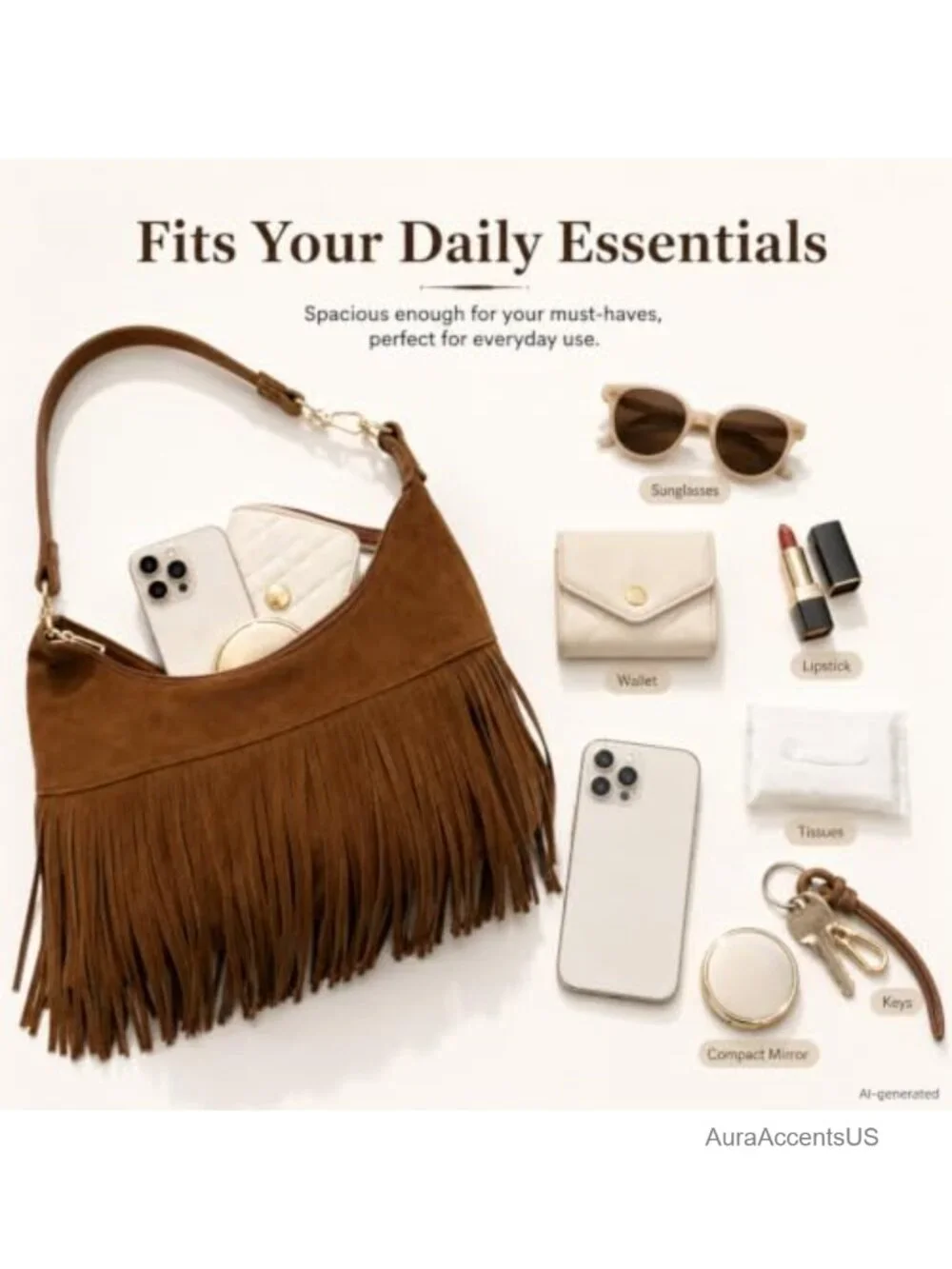 Women Fringe Hobo Bag Western Suede Shoulder Bag Crossbody Purse